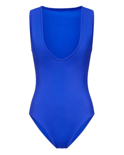 Loulou de Saison Blue Plunging Scoop-Neck Swimsuit