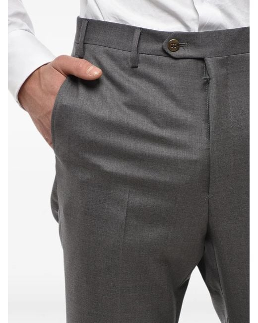 Corneliani Gray Pressed-Crease Tailored Trousers for men