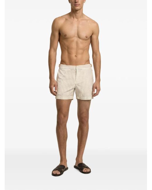 Orlebar Brown Natural Setter Seersucker Striped Swim Shorts for men