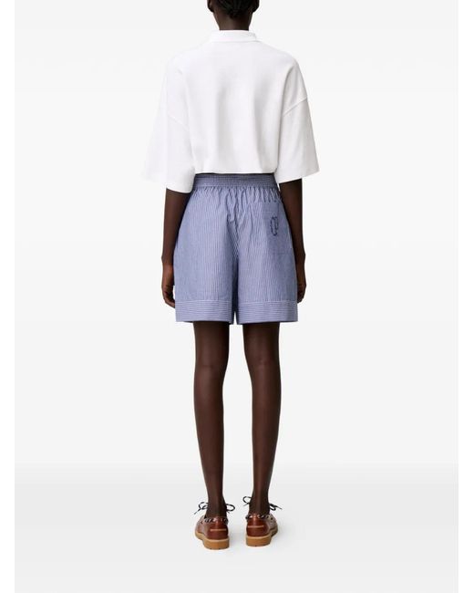 Claudie Pierlot Blue Striped-Waistband Patterned Shorts