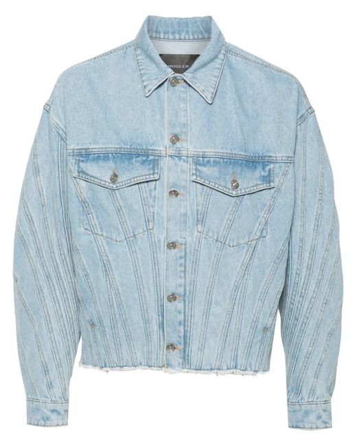 Mugler Blue Panelled Denim Jacket for men