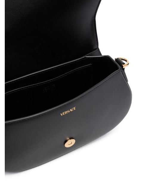 Versace Black Greek Goddess Leather Crossbody Bag
