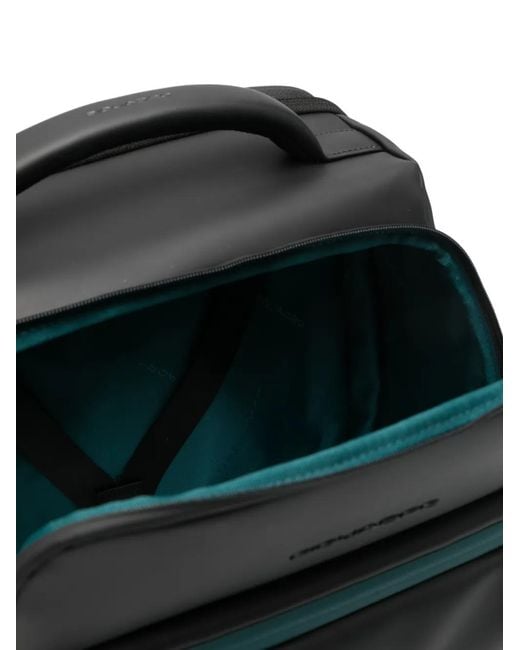 Piquadro Black Zip-Up Backpack for men