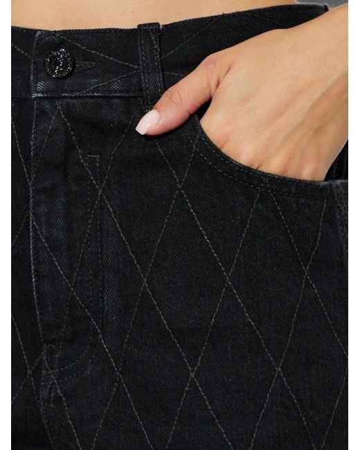Balmain Black Diamond-Quilted Turn-Up Shorts
