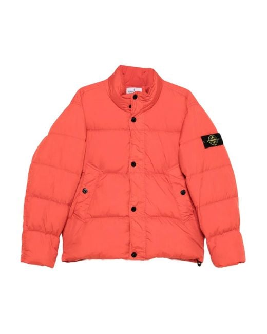 Stone Island Men's Red Padded Bomber Jacket