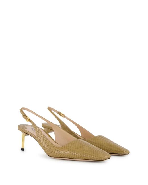 Tom Ford Metallic Snake-Embossed Slingback Pumps