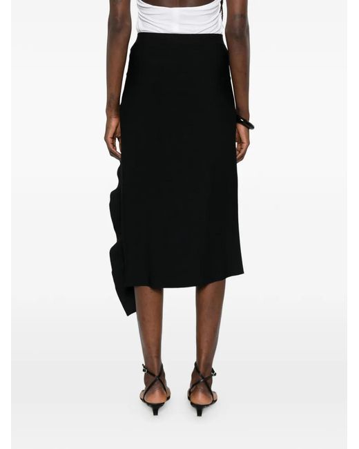 Liviana Conti Black Ruffled-Detail Midi Skirt