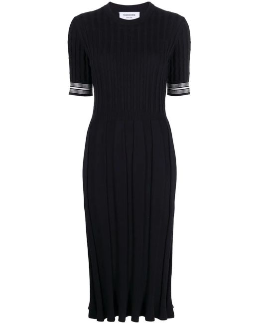 Thom Browne Black Cable-Knit Cotton Midi Dress