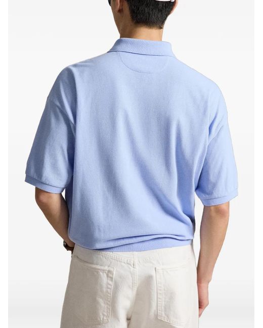 Polo Ralph Lauren Blue Ribbed Polo Shirt for men