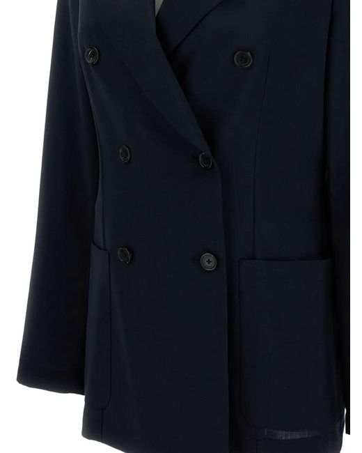 Barena Blue Double-Breasted Patch-Pocket Blazer