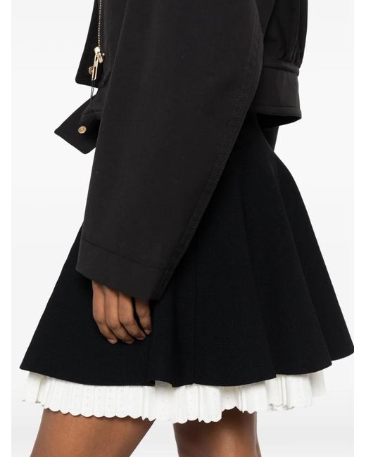 Sandro Black Pleated-Hem Knitted Mini Skirt