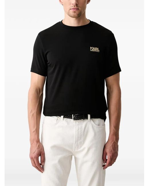 Karl Lagerfeld Black Logo-Print Crew-Neck T-Shirt for men