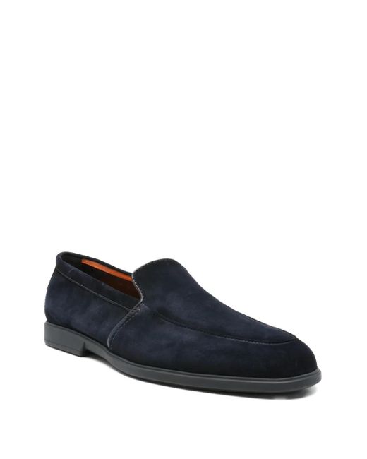 Santoni Blue Suede Loafers for men
