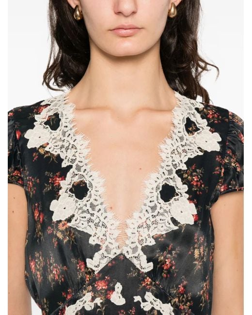Doen Black Coraline Lace Flower Midi Dress