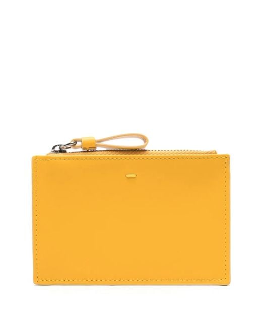 Doucal's Yellow Logo-Debossed Leather Card Holder for men