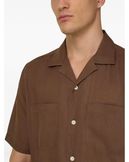 Boggi Brown Regular Fit Linen Shirt for men