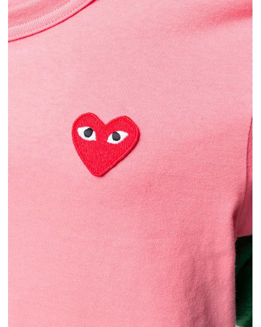 COMME DES GARÇONS PLAY Pink Heart-Print Crew Neck T-Shirt