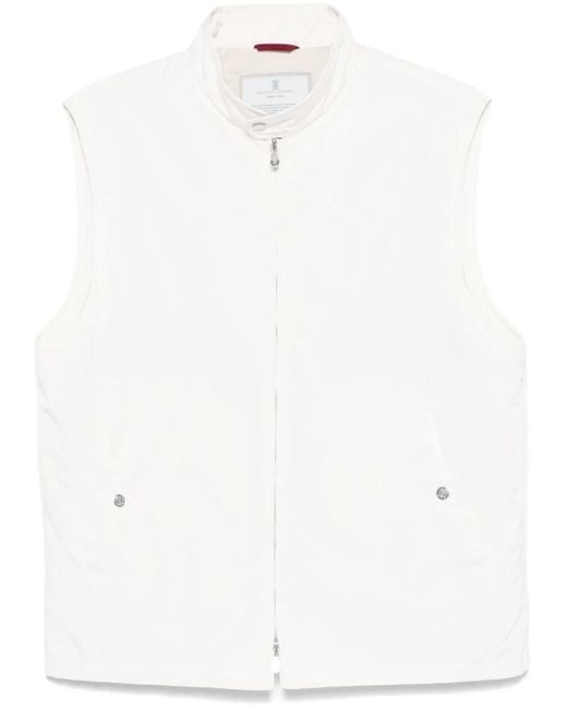 Brunello Cucinelli White Lightweight Gilet for men
