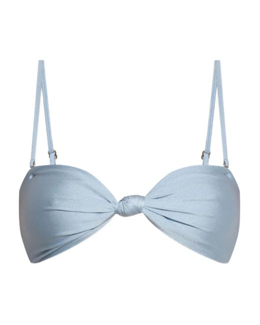 Cult Gaia Blue Oswin Knotted Bandeau Bikini Top