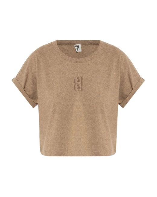 By Malene Birger Natural Hrdalia Embroidered-Logo T-Shirt