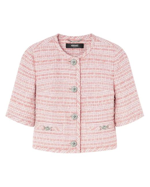 Versace Pink Bouclé Tweed Jacket