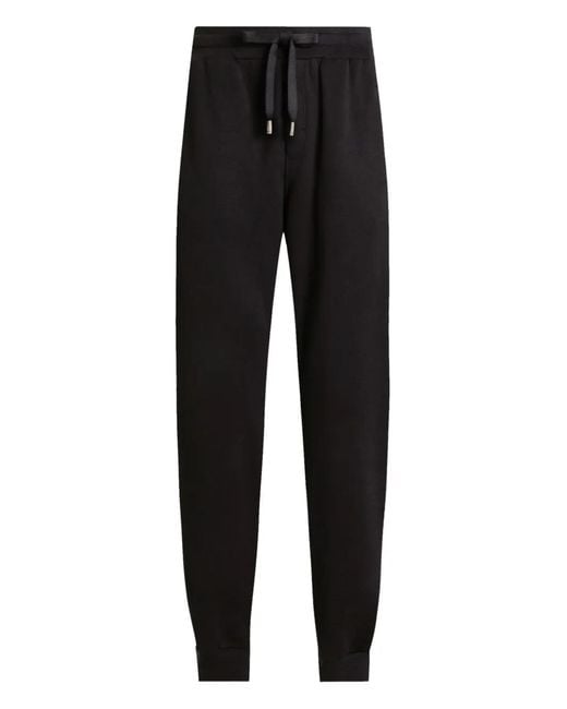 Dolce & Gabbana Black Drawstring Logo Trousers for men