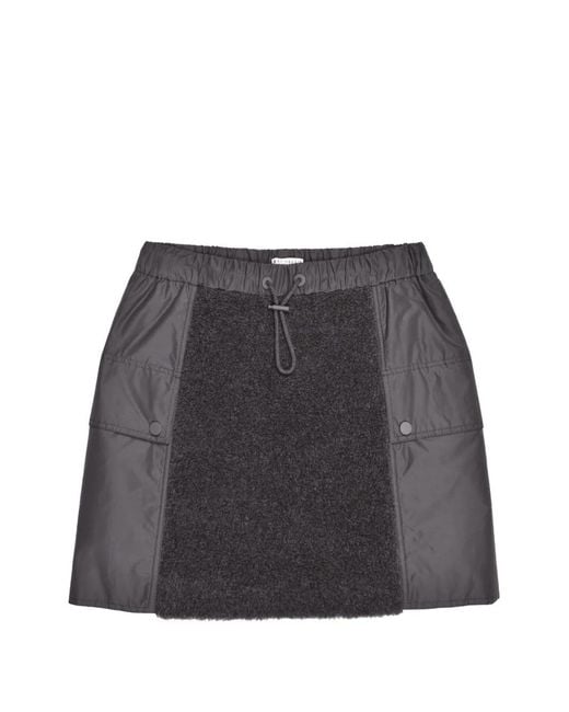 Brunello Cucinelli Gray Panelled Drawstring Mini Skirt
