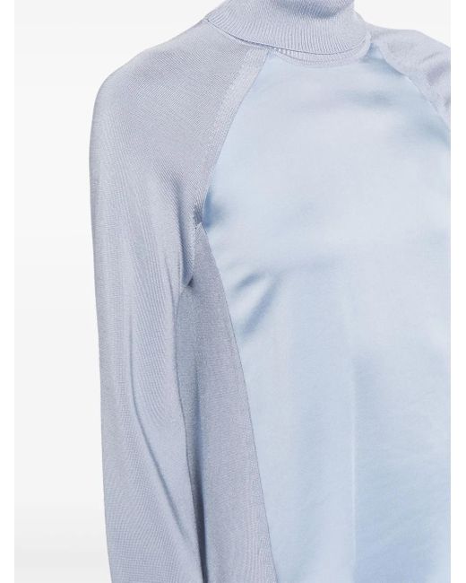 Jonathan Simkhai Blue Mateo Panelled Turtleneck Top