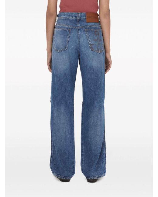 Jeans dritti con dettaglio cut-out di J.W. Anderson in Blue