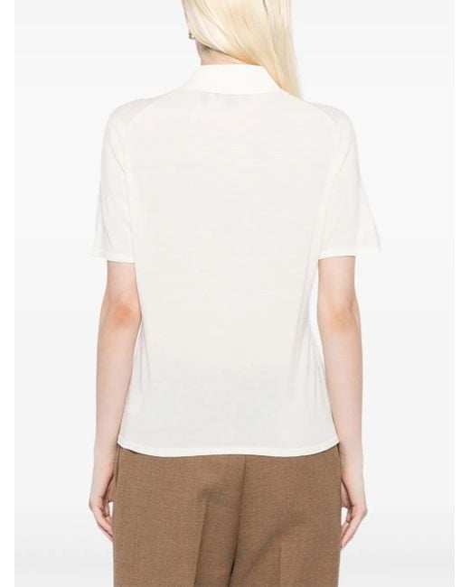Theory White Gestricktes Poloshirt
