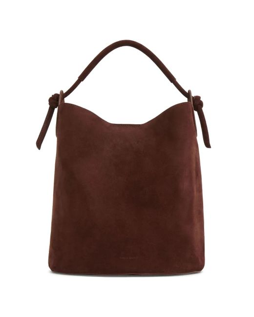 Mansur Gavriel Brown Knotted Suede Bucket Bag