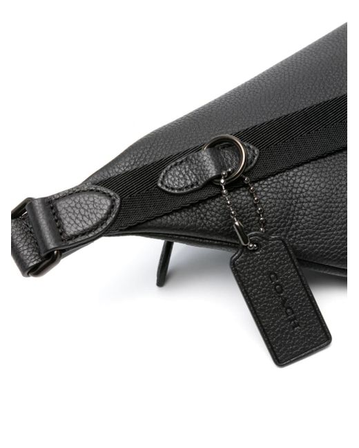 COACH Black League Logo-plaque Leather Belt Bag for men