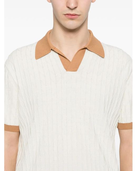 Canali White Contrast-Trim T-Shirt for men