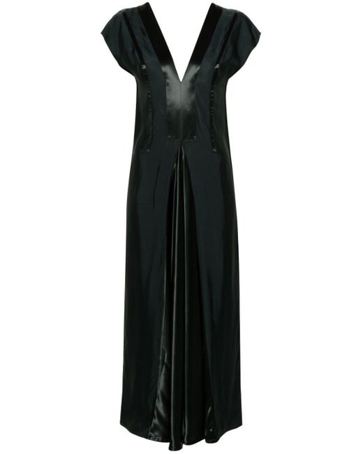 Robe à col v Bottega Veneta en coloris Black