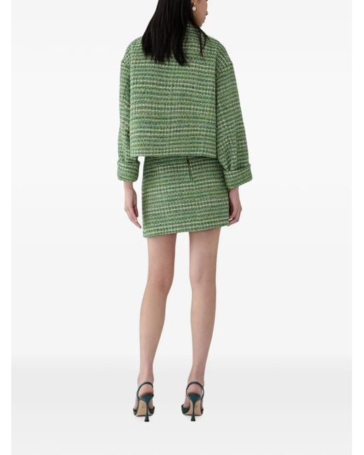 Carolina Herrera Green Cropped Tweed Jacket