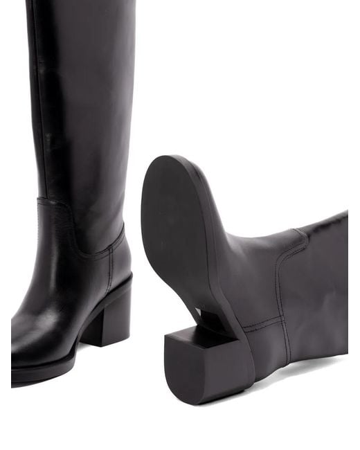 Twinset Black Logo-Plaque Block-Heel Boots