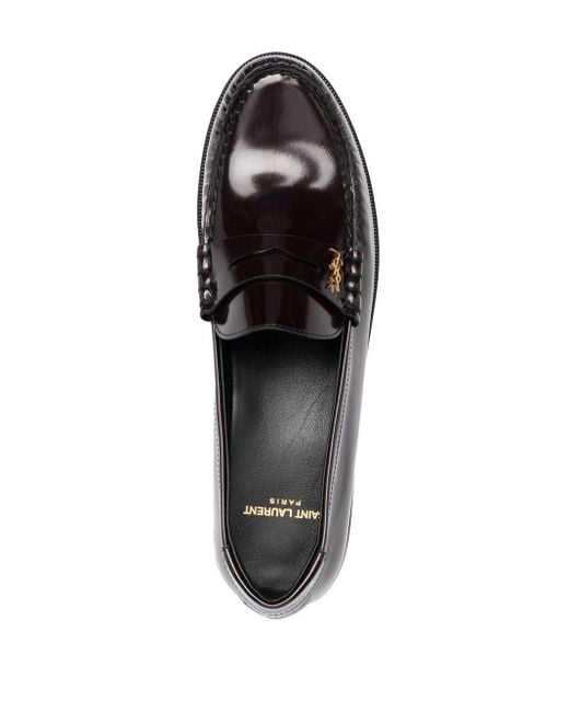 Saint Laurent Black High-shine Leather Loafers