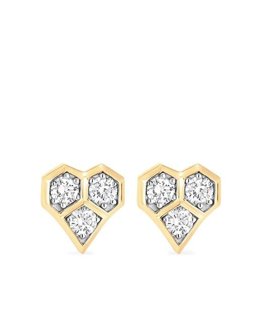 Sara Weinstock Metallic 18K Diamond Honey Comb Heart Stud Earrings