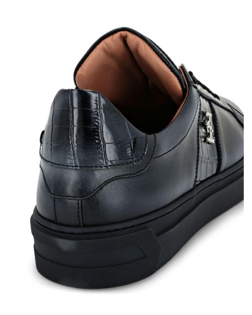 Billionaire Black Crocodile-embossed Leather Sneakers for men