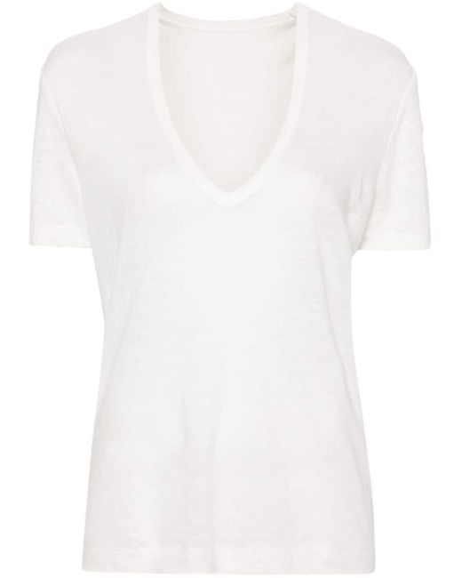 Zadig & Voltaire White Wassa T-Shirt aus Leinen