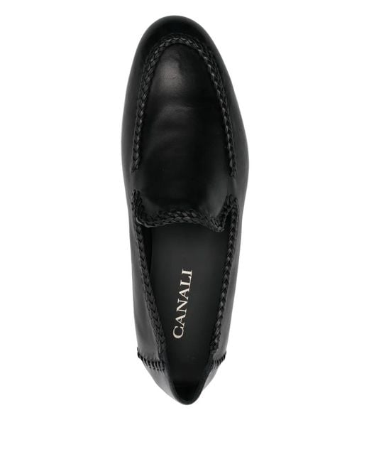 Canali Black Leather Loafers for men