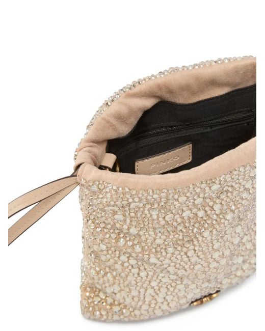 Pinko Natural Crystal-Embellished Drawstring Clutch