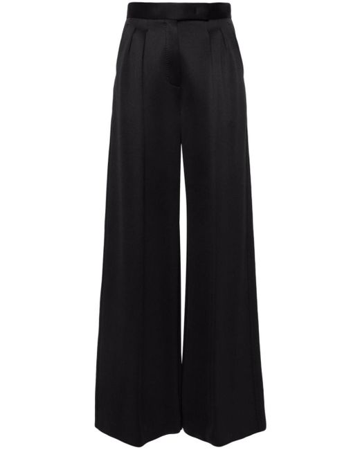 Pantalones negros de pierna ancha y textura suave Max Mara de color Black