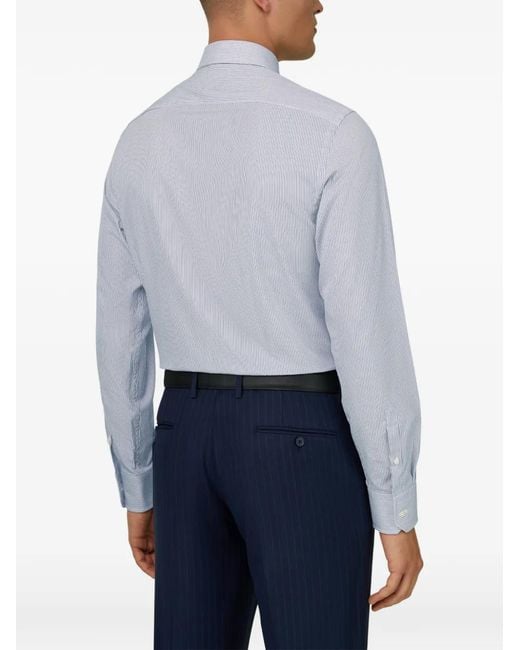 Boggi White Windsor-Collar Striped Shirt for men