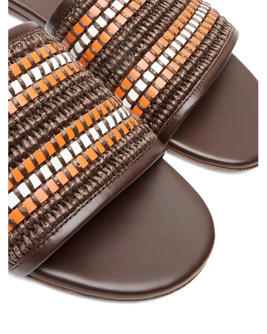 Casadei Brown Braided Leather Flat Sandals