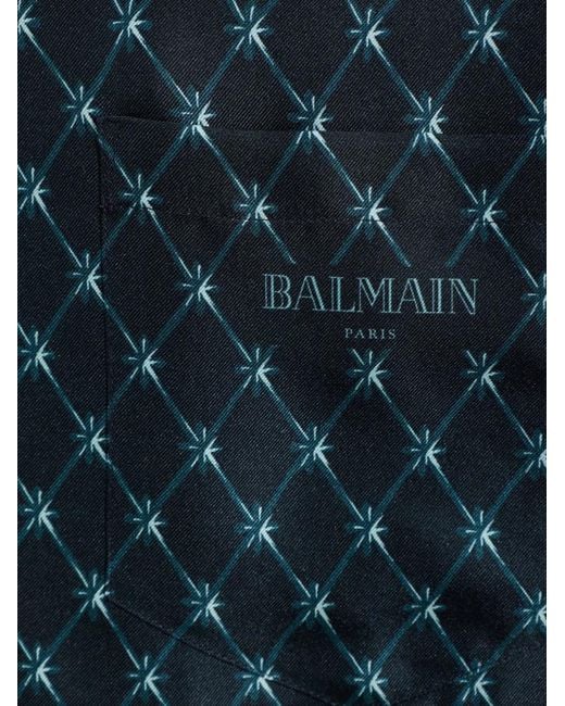 Balmain Blue Silk Shirt for men