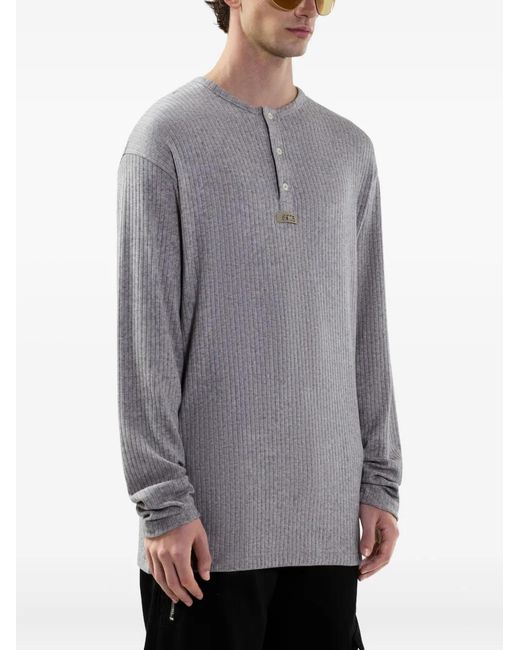 Gcds Gray Logo-Patch Long-Sleeve T-Shirt for men