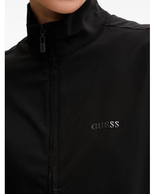 Guess Black Logo-Print Drawstring Jacket