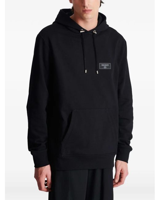 Balmain Blue Iconic Cotton Hoodie for men