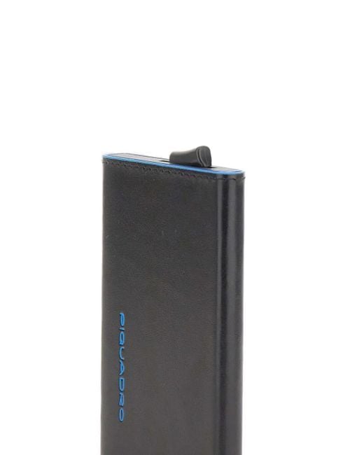 Piquadro Black Sliding-System Leather Card Holder for men